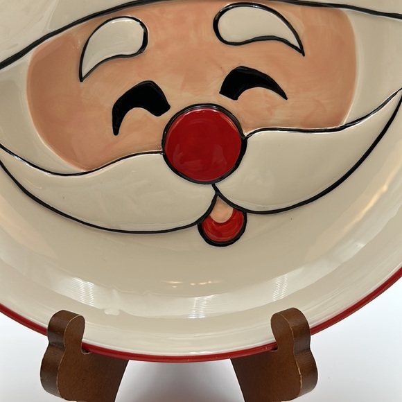 Essential Home Christmas Holiday Chip and Dip Santa Face Ceramic Plate - Picture 4 of 16